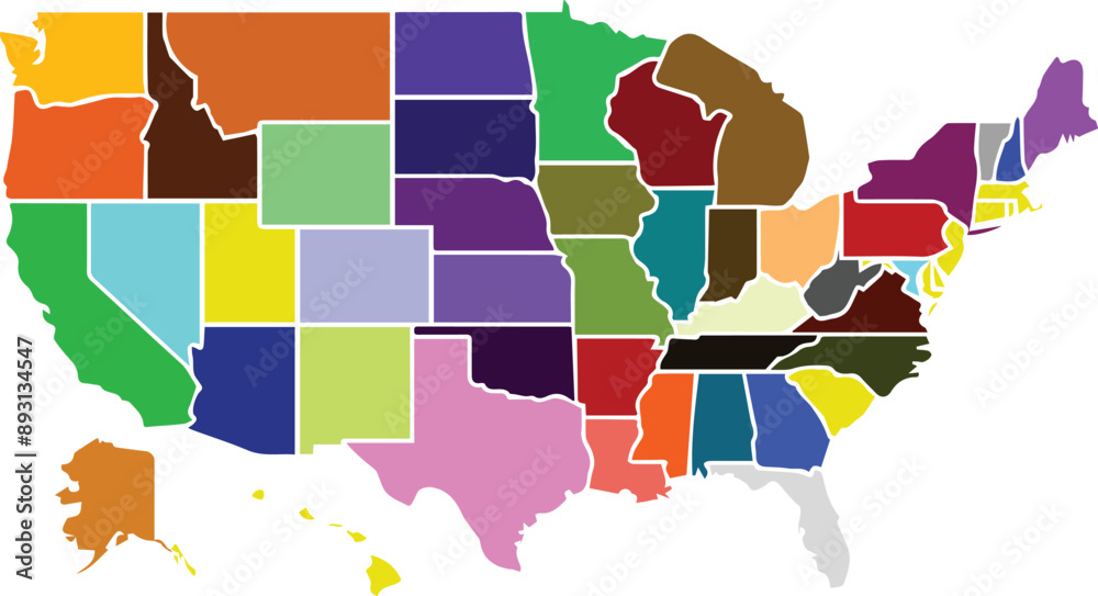 United States Map Eps, All 50 States Outline USA Map Eps, Commercial ...