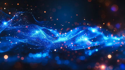 Poster - Futuristic abstract blue technology background featuring dynamic lines and digital patterns for a high-tech look.