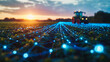© CreativeIMGIdeas - Advanced farm setup with blockchain for supply chain management, data points hovering above crops, perfect for ag-tech designs.