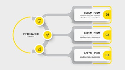 Fototapete - Business Central Circle Infographic Template with Yellow Color Circle Label 3 Option and Icon for Presentation
