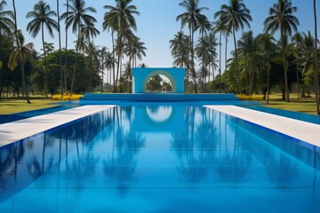 Wall Mural - Golden Oasis Afro-Colombian Elegance by the Pool.jpeg