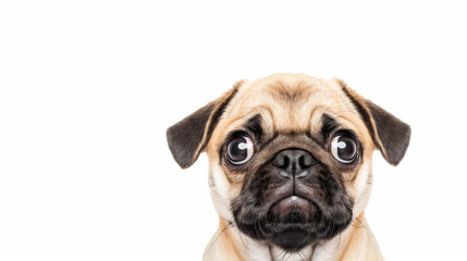 watercolor illustration of a pug puppy isolated on a white background 