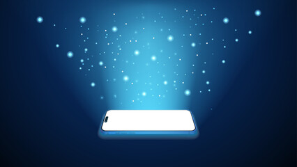 Poster - Bright and Luminous Smartphone Display. Glowing light smart mobile devices and tablet computer Screen. Mobile Technology Vector Illustration