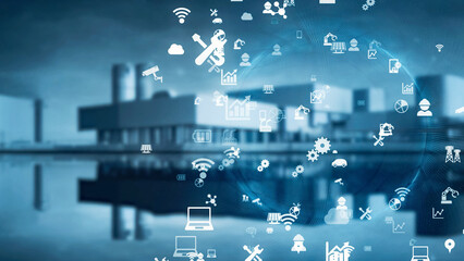 Poster - Futuristic architecture and industrial technology concept.