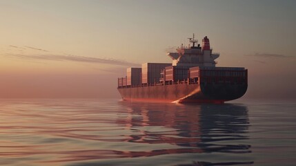 Wall Mural - Container ship on the sea, high-quality 4K image.