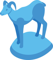 Poster - blue mountain goat standing on a rock isometric illustration isolated on white background