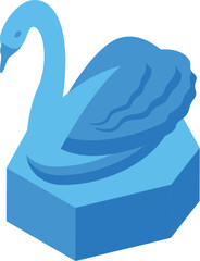 Poster - Minimalist illustration featuring a blue swan sculpture resting on a pedestal, evoking themes of art and elegance