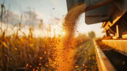 Poster - A grain silo is pouring out grain