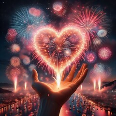 Wall Mural - 63 46. Heart shells_ Large, spherical fireworks that explode int