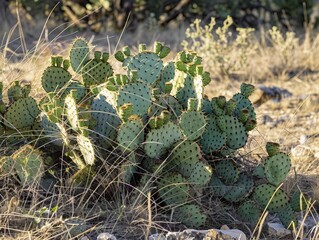 Prickly Pear Paradise: Capturing the Beauty of Spiky Cacti in Radiant Sunlight