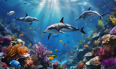 underwater world, fish swimming in their natural environment