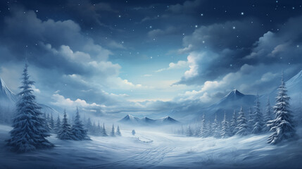 Sticker - Empty panoramic winter background with copy space