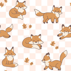  seamless pattern with fox autumn