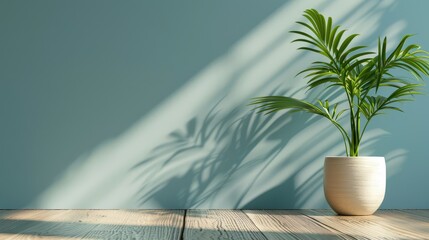 Poster - Indoor plant on table with empty space. Interior design