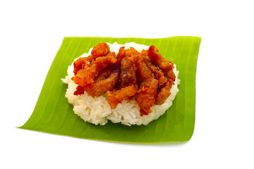 Wall Mural - Sticky rice with fried pork