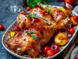 Savory Baked Turkey Leg with Caramelized Pear: A Delectable Meat Dish!