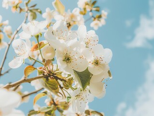 Pristine Pear Blossoms: A Magnified View of White Flowering Pear Tree in a 4:3 Aspect Ratio