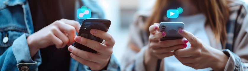A person holds a smartphone, surrounded by social networking and marketing technology icons.