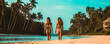 © tetxu - female friends walking along a paradisiacal beach