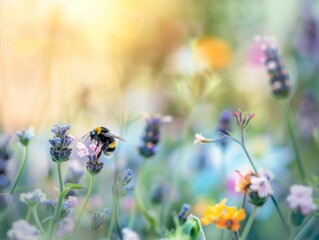 Bumblebee Bliss: Springtime Blossoms in Full Focus - AR 4:3