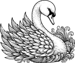 Canvas Print - swan line art