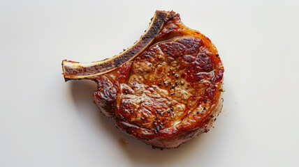 Wall Mural - Grilled ribeye steak on a white background