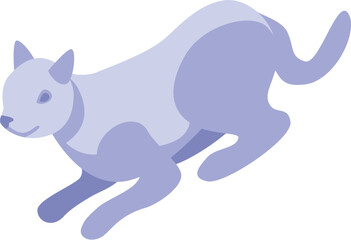 Poster - Isometric illustration of a playful blue cat running