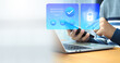 © MarutStudio - Cyber ​​security and data protection on the Internet Access to financial information Using the laptop for security encryption
