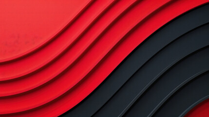Poster - Abstract red and black layered background with wavy lines creating a modern and dynamic design. Perfect for tech or creative industry use.