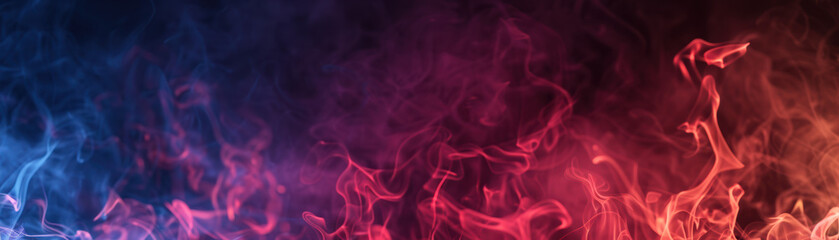 Poster - Vibrant red and blue smoke swirls together, creating a visually striking and dynamic background perfect for various creative projects and designs.