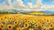 © ImageKing - Stunning oil painting depicting a vibrant sunflower field. Its modern aesthetic captures the beauty of nature in a contemporary style.