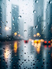 Poster - A vibrant and sharp photo of a rainy night street scene with reflections of colorful neon lights on the wet pavement