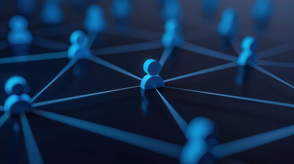 Aufkleber - Abstract image of connected people icons representing a social network and communication on a dark background.