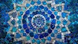 © Zeynep - A Close up of a Blue and White Mosaic Tile Design on a Wall or Floor - Generative AI