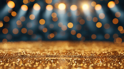 Poster - abstract bokeh lights with a glittering surface. bright, festive, and glamorous, perfect for holiday