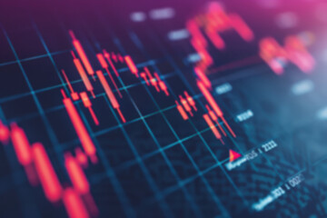 Poster - Abstract digital stock market or financial data analysis concept background. Graph with candlestick chart, representing economic trends.