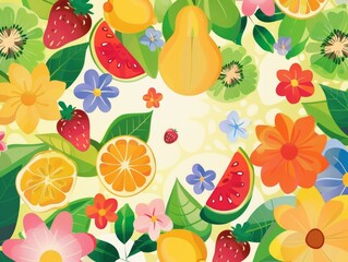 Blooming Beauty: A 4:3 Flower and Fruit Background