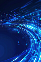 Poster - Abstract blue light trails on a dark background, creating a dynamic and futuristic visual effect. Ideal for technology, communication, and digital themes.