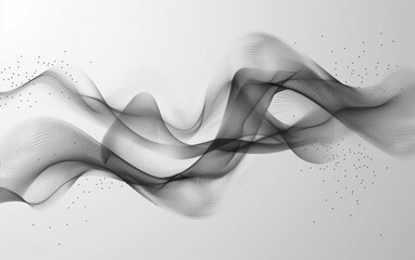 Poster - abstract black and white wave pattern with flowing, dynamic lines creating a sense of movement and e