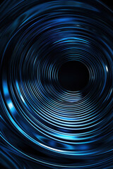 Wall Mural - Abstract image of a dark tunnel with blue concentric rings, creating a mesmerizing spiral pattern. Suitable for backgrounds, technology, and artistic concepts.