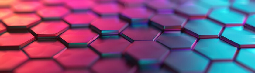 Poster - A vibrant and colorful abstract background with interconnected hexagonal patterns, showcasing a dynamic  geometric design.