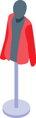 Poster - Red jacket with long sleeves displayed on a mannequin, perfect for illustrating fashion or retail themes