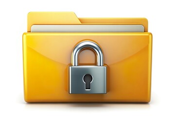 padlock icon on document folder. Confidential document information