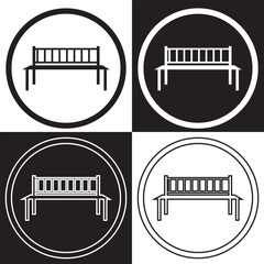 Wall Mural - Garden wooden bench icon vector set. Park bench seat line signs.  isolated on white and black background vector illustration. EPS 10