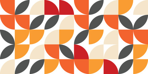 Poster - Bauhaus retro pattern background, geometric design posters, wall art, template, layout with primitive shapes elements. Vector