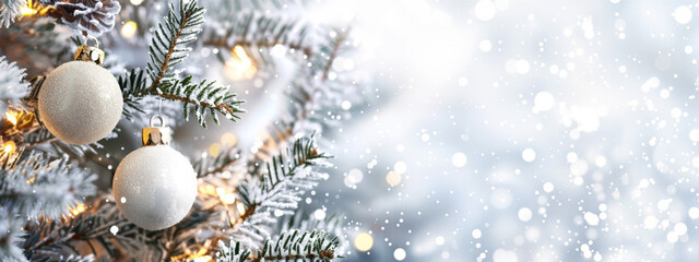 Wall Mural - christmas holiday decoration with vintage christmas balls on a white winter festive background.