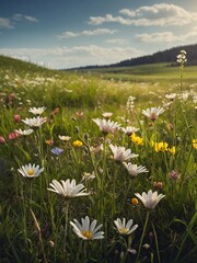 Canvas Print - Illustration capturing the essence of a blooming spring meadow