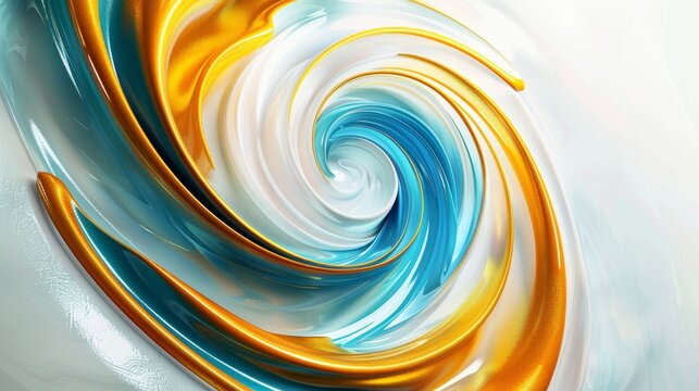 Spirals made of clay gold and blue abstract background White space in the middle of the element high resolution Hyper-realistic details Digital art in the style of an abstract artist.