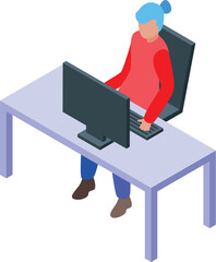 Poster - Office worker is typing on a keyboard and working on a computer at a desk