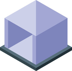 Poster - 3d illustration of an empty showcase exhibiting nothing with an open front door